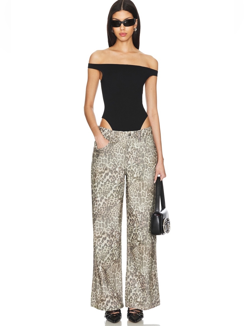 Jaded London REVOLVE Neutral Leopard Print barrel ultra wide leg Jeans NWT Sz 30